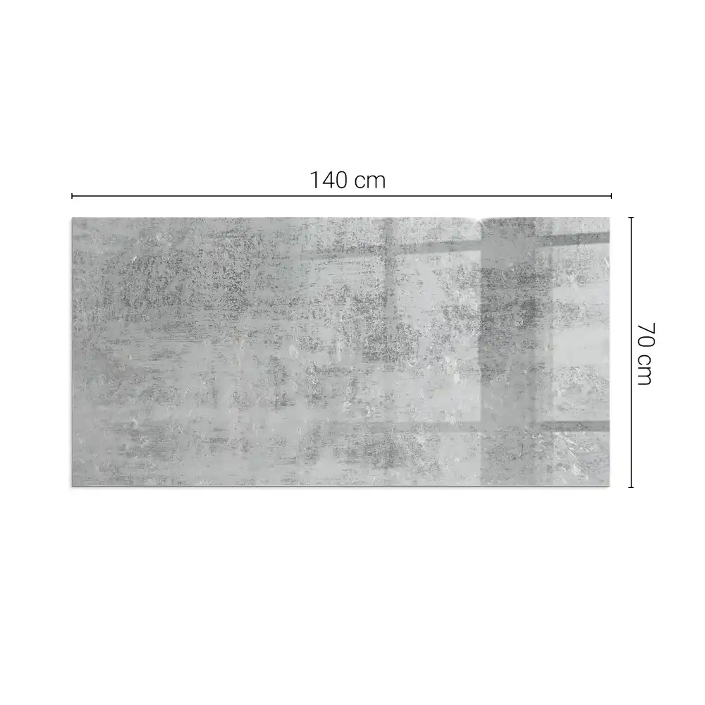 Plaque de sol rectangulaire en verre pour cheminée d'angle avec motif abstrait