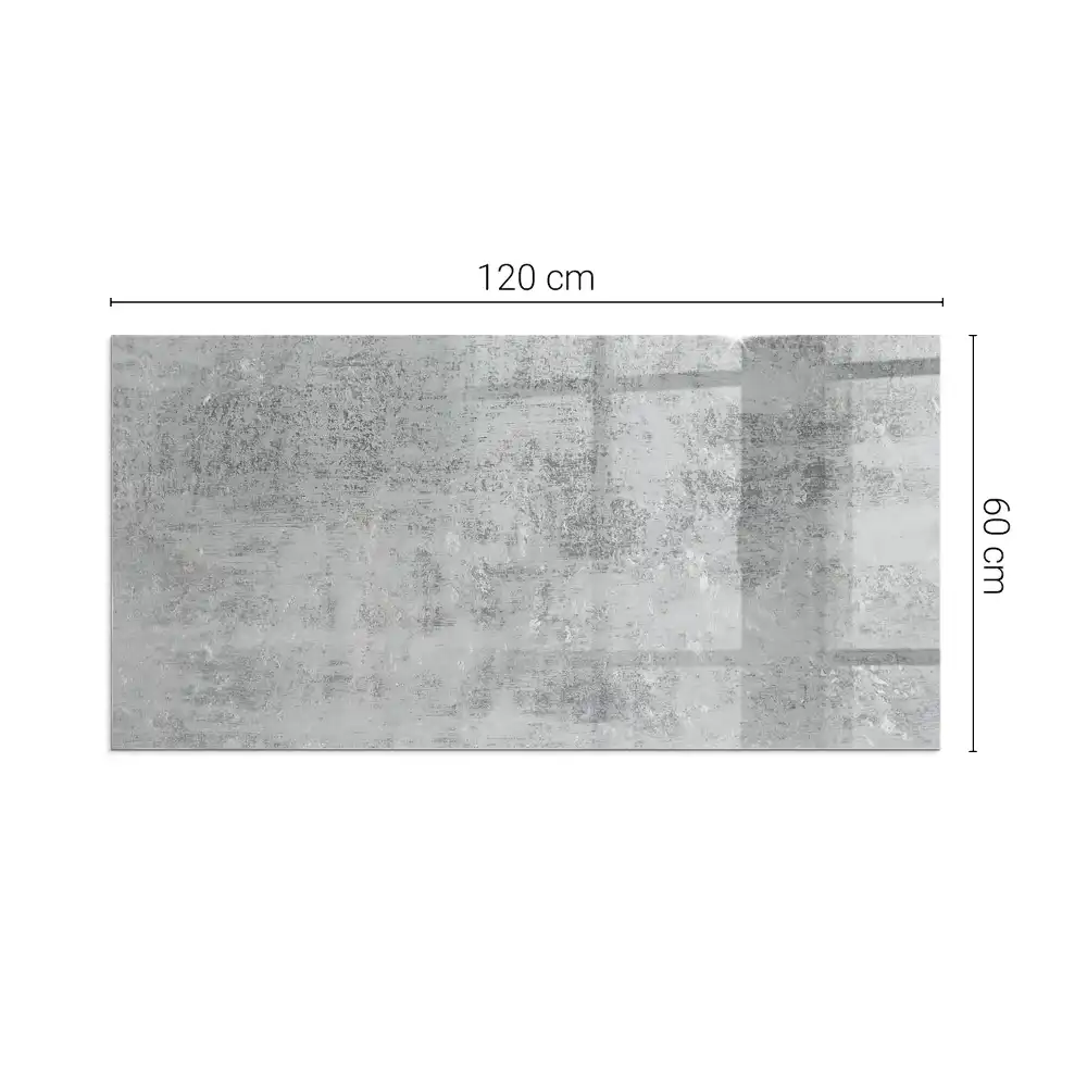 Plaque de sol rectangulaire en verre pour cheminée d'angle avec motif abstrait