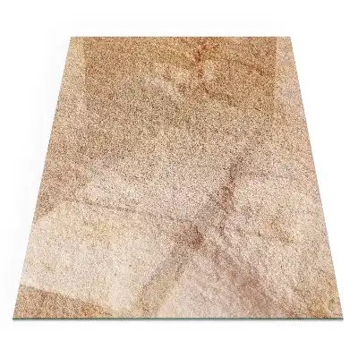 Plaque de sol rectangulaire en verre pour cheminée d'angle texture pierre naturelle