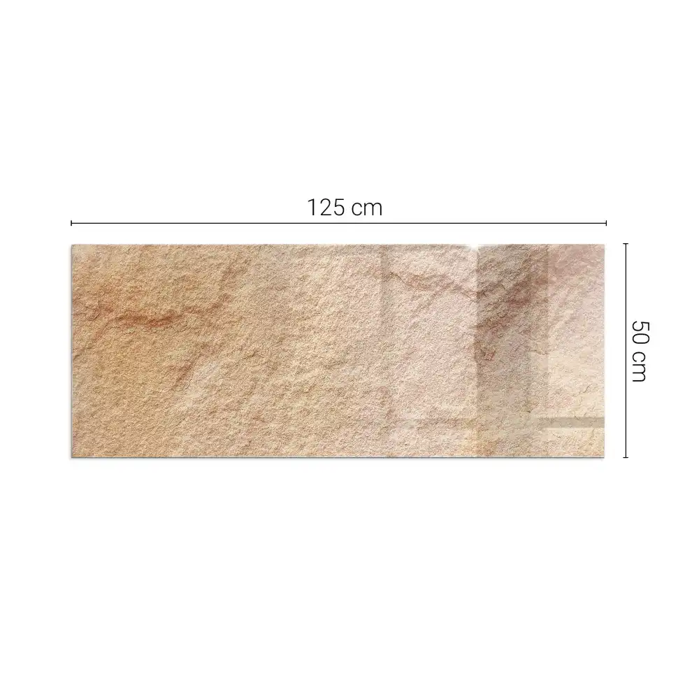 Plaque de sol rectangulaire en verre pour cheminée d'angle texture pierre naturelle