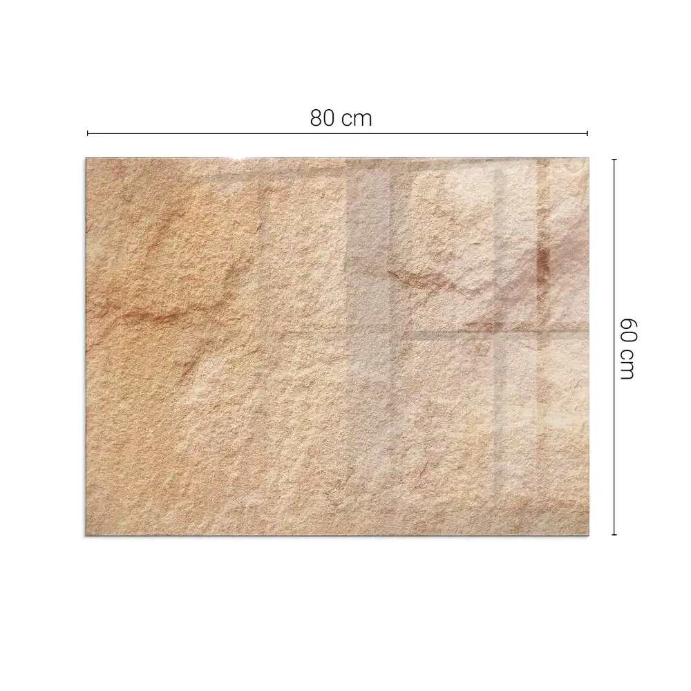 Plaque de sol rectangulaire en verre pour cheminée d'angle texture pierre naturelle