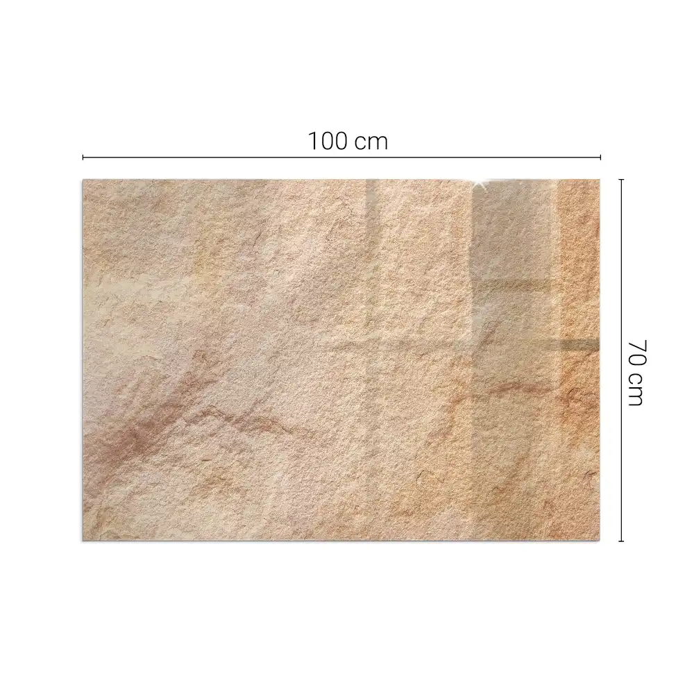 Plaque de sol rectangulaire en verre pour cheminée d'angle texture pierre naturelle