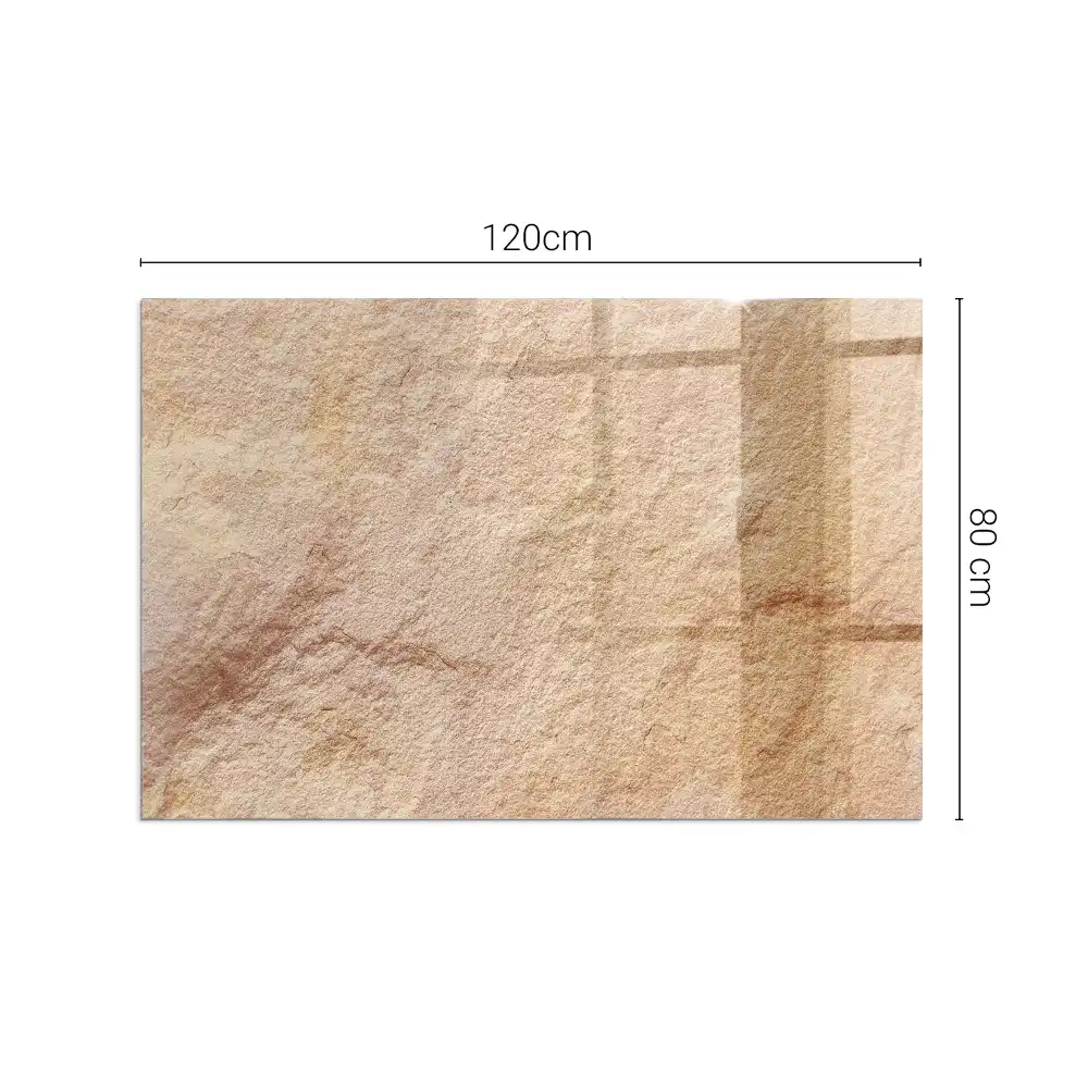 Plaque de sol rectangulaire en verre pour cheminée d'angle texture pierre naturelle