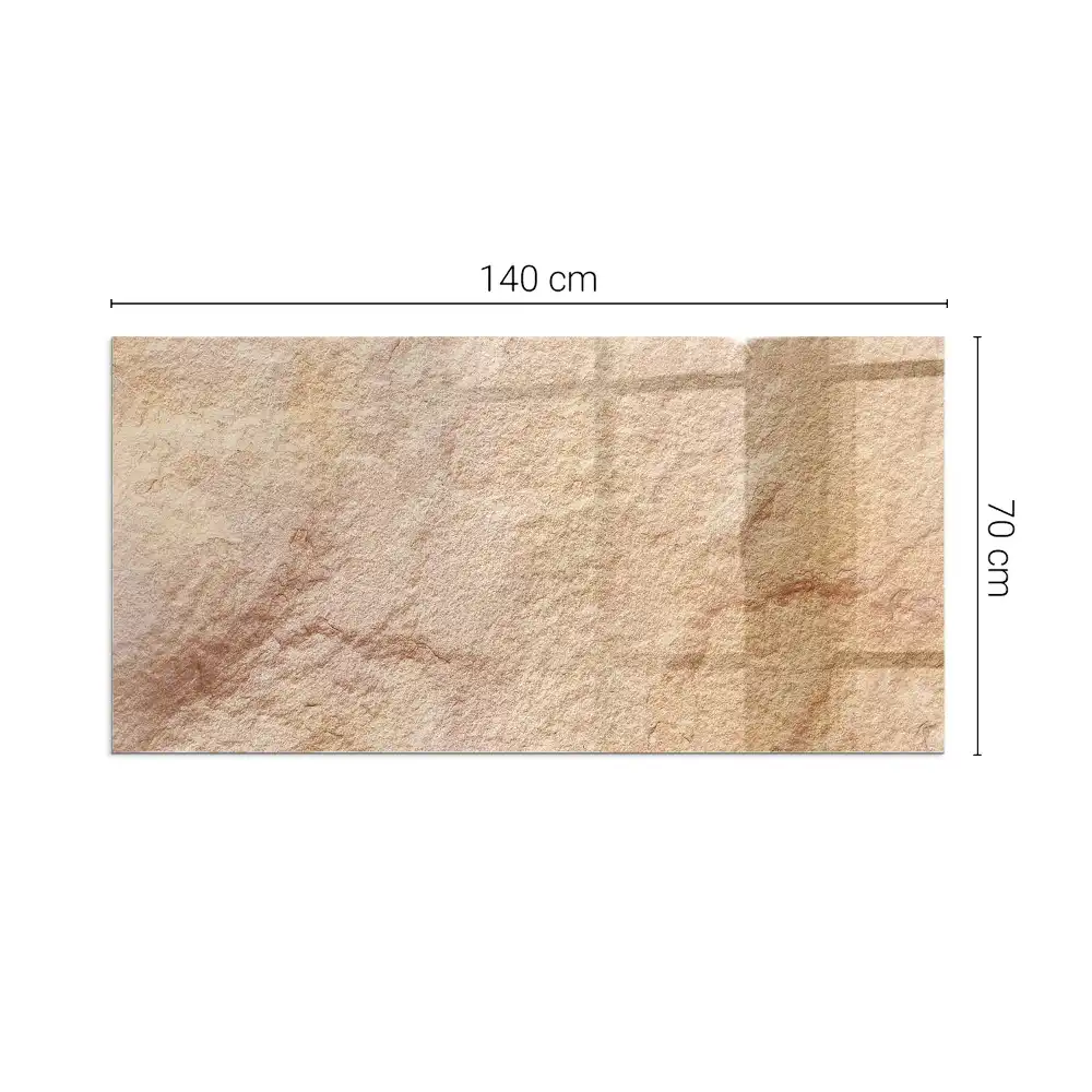 Plaque de sol rectangulaire en verre pour cheminée d'angle texture pierre naturelle