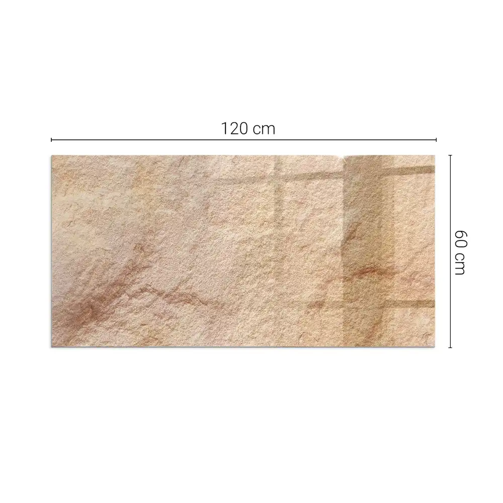 Plaque de sol rectangulaire en verre pour cheminée d'angle texture pierre naturelle