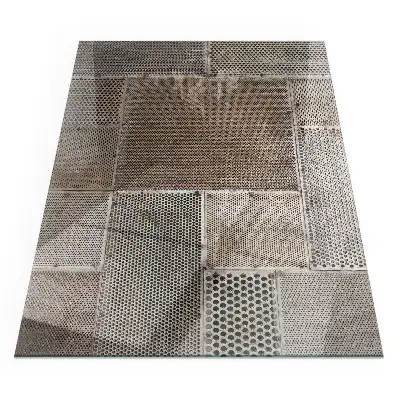 Plaque de sol rectangulaire en verre trempé pour cheminée motif feuille perforée