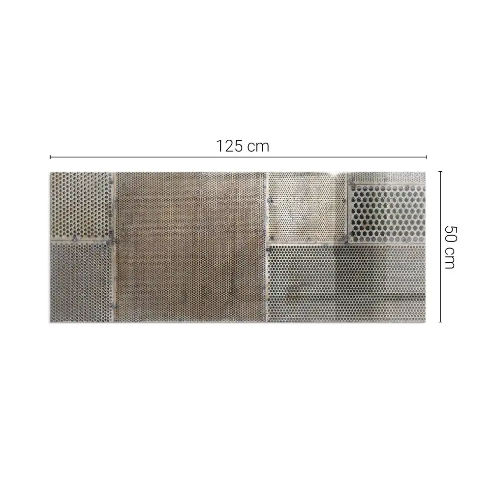 Plaque de sol rectangulaire en verre trempé pour cheminée motif feuille perforée