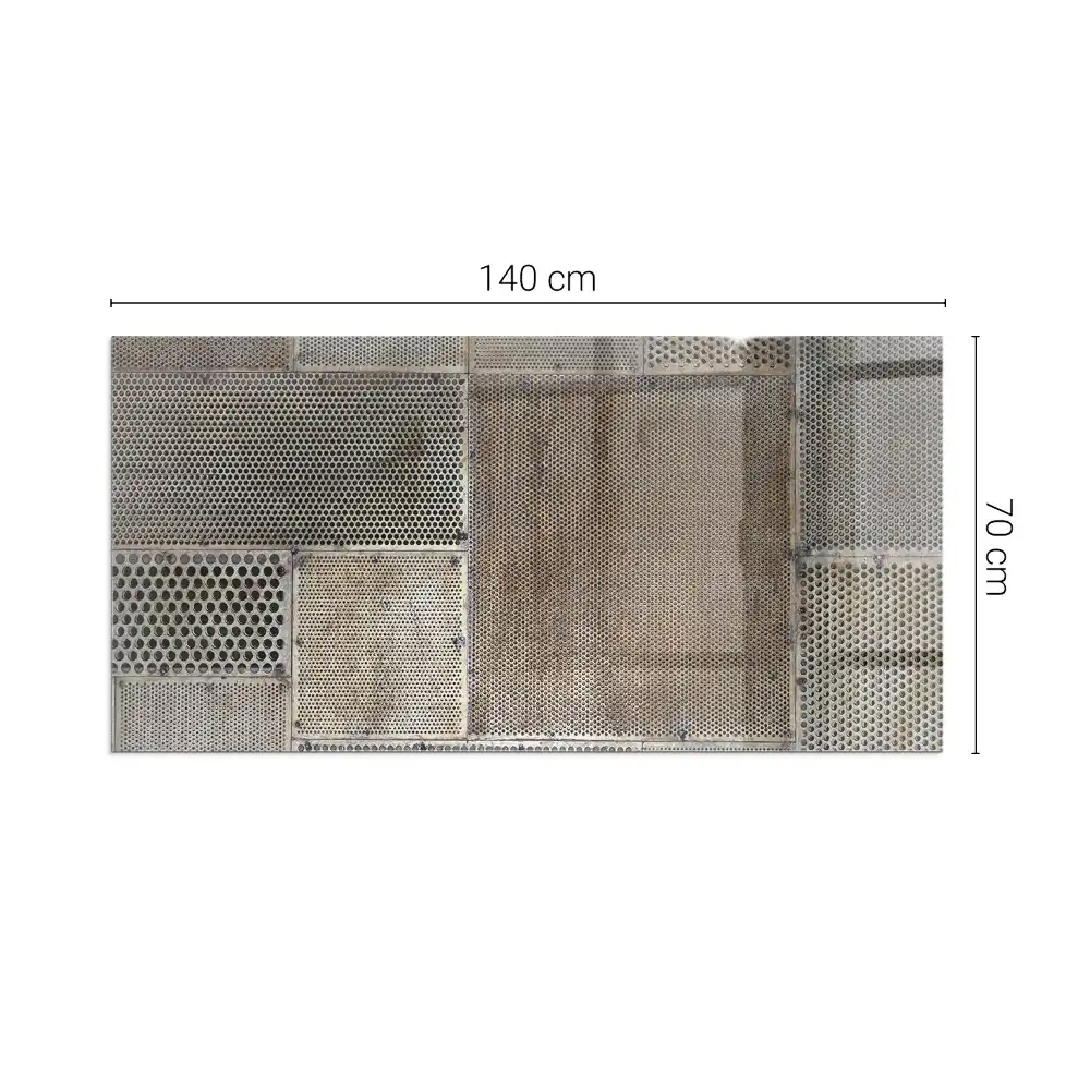 Plaque de sol rectangulaire en verre trempé pour cheminée motif feuille perforée
