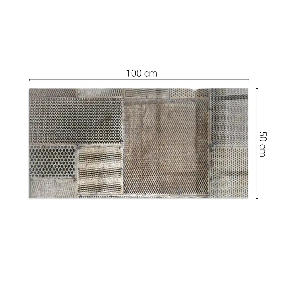 Plaque de sol rectangulaire en verre trempé pour cheminée motif feuille perforée
