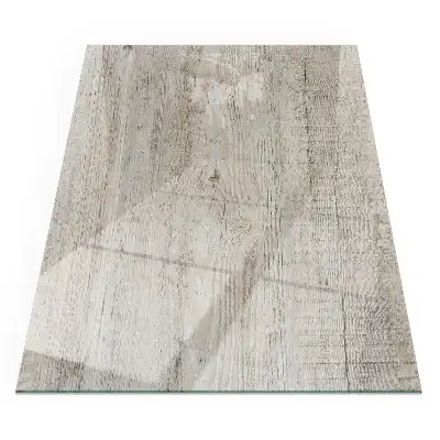 Plaque de sol rectangulaire en verre pour cheminée d'angle aspect bois clair