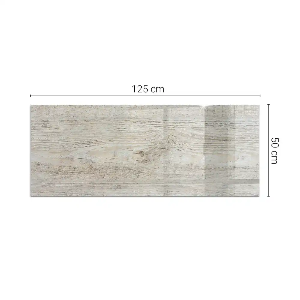 Plaque de sol rectangulaire en verre pour cheminée d'angle aspect bois clair