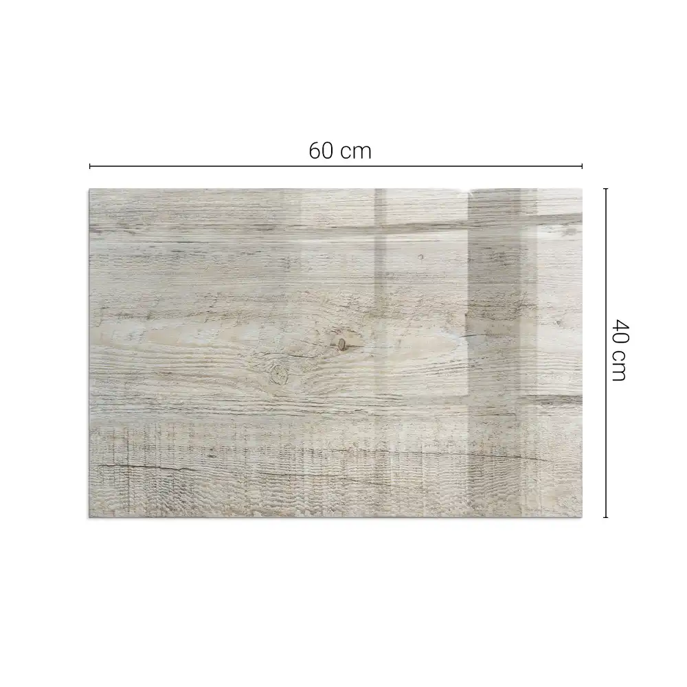 Plaque de sol rectangulaire en verre pour cheminée d'angle aspect bois clair