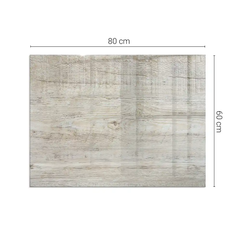 Plaque de sol rectangulaire en verre pour cheminée d'angle aspect bois clair
