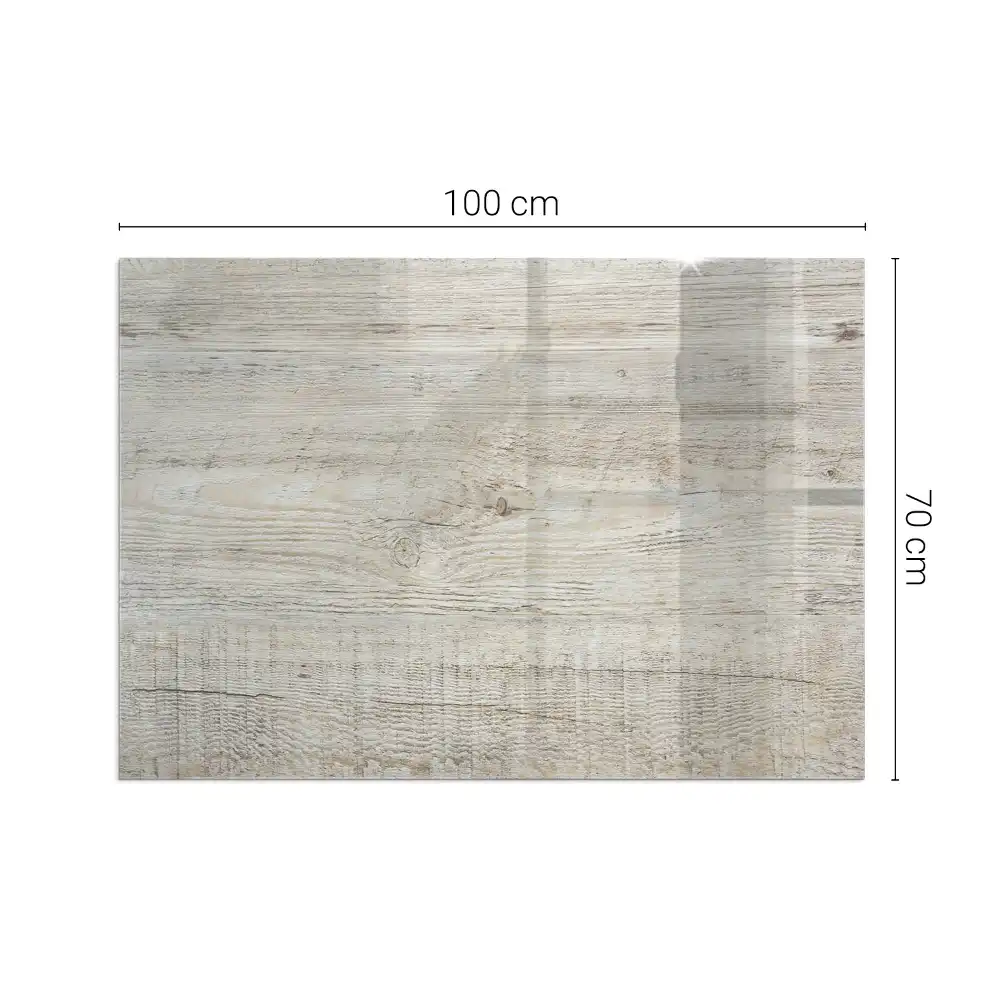 Plaque de sol rectangulaire en verre pour cheminée d'angle aspect bois clair