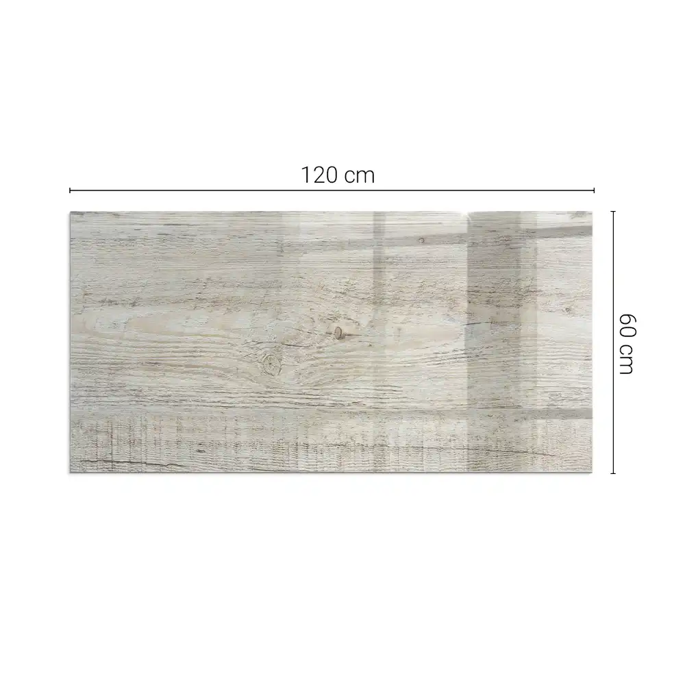 Plaque de sol rectangulaire en verre pour cheminée d'angle aspect bois clair