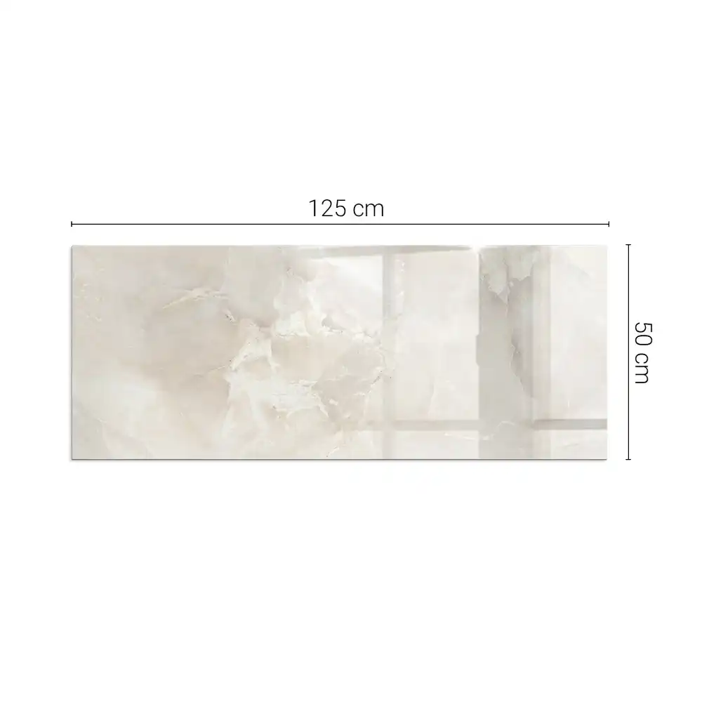 Plaque de sol rectangulaire en verre pour cheminée d'angle motif marbre naturel