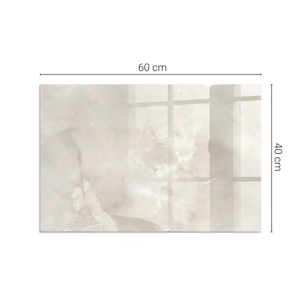 Plaque de sol rectangulaire en verre pour cheminée d'angle motif marbre naturel