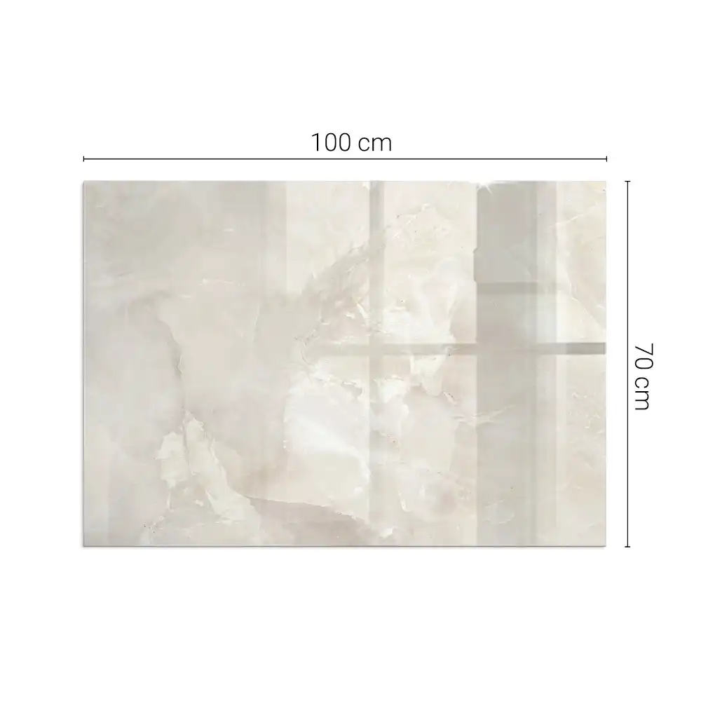 Plaque de sol rectangulaire en verre pour cheminée d'angle motif marbre naturel
