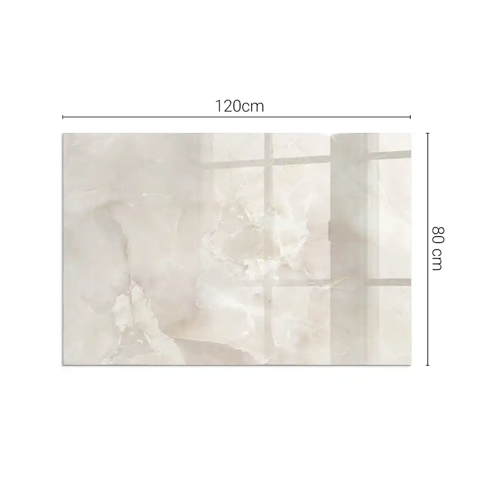 Plaque de sol rectangulaire en verre pour cheminée d'angle motif marbre naturel