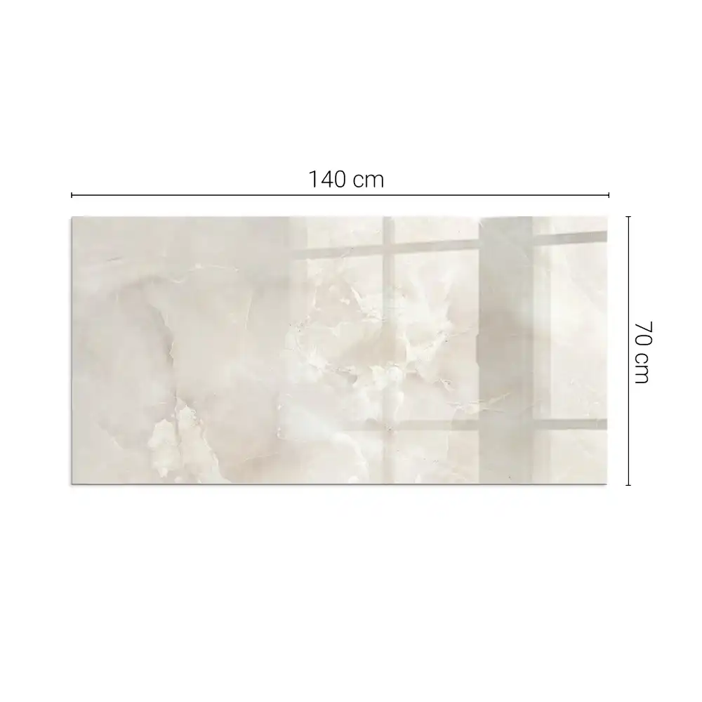 Plaque de sol rectangulaire en verre pour cheminée d'angle motif marbre naturel