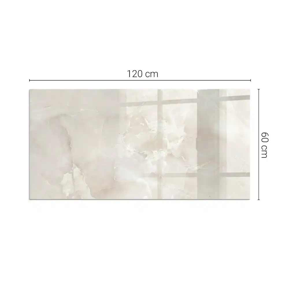 Plaque de sol rectangulaire en verre pour cheminée d'angle motif marbre naturel