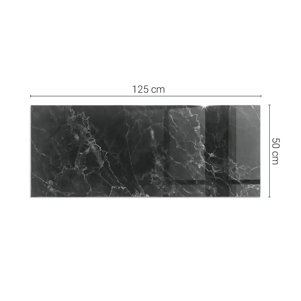 Plaque de sol rectangulaire pour cheminée en verre trempé motif marbre