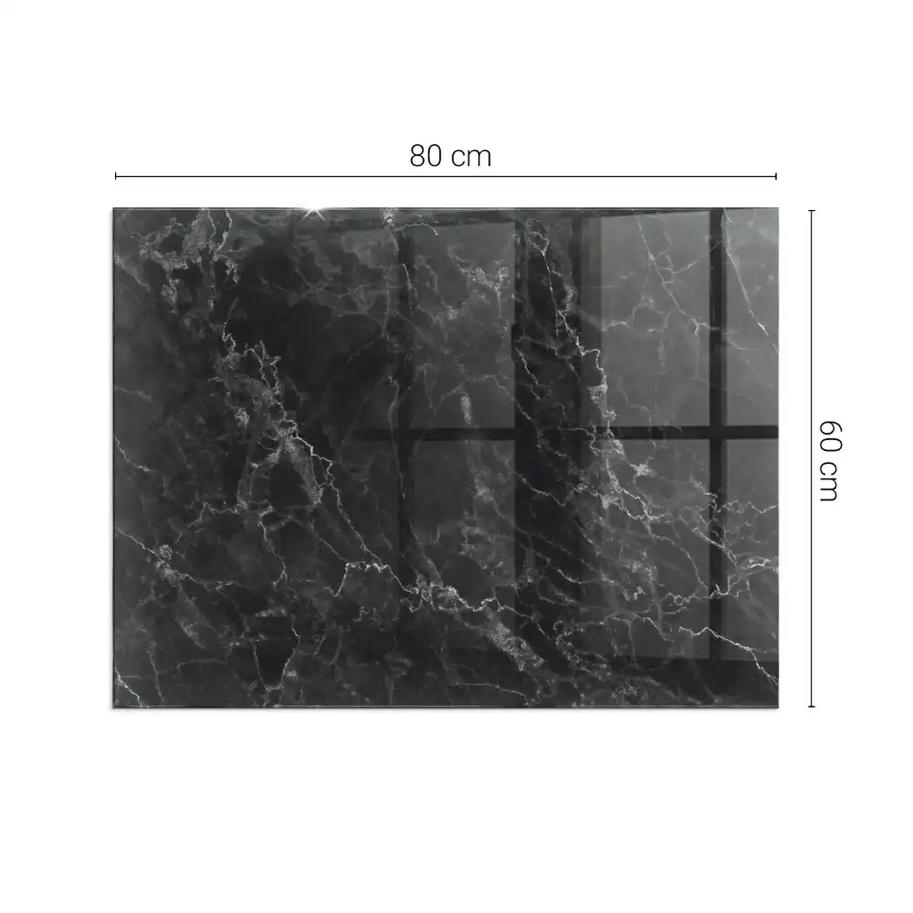 Plaque de sol rectangulaire pour cheminée en verre trempé motif marbre