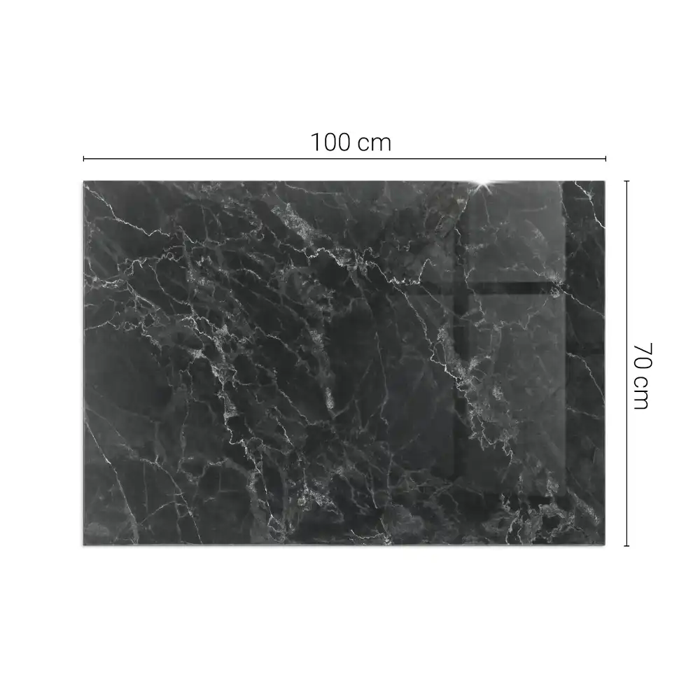Plaque de sol rectangulaire pour cheminée en verre trempé motif marbre