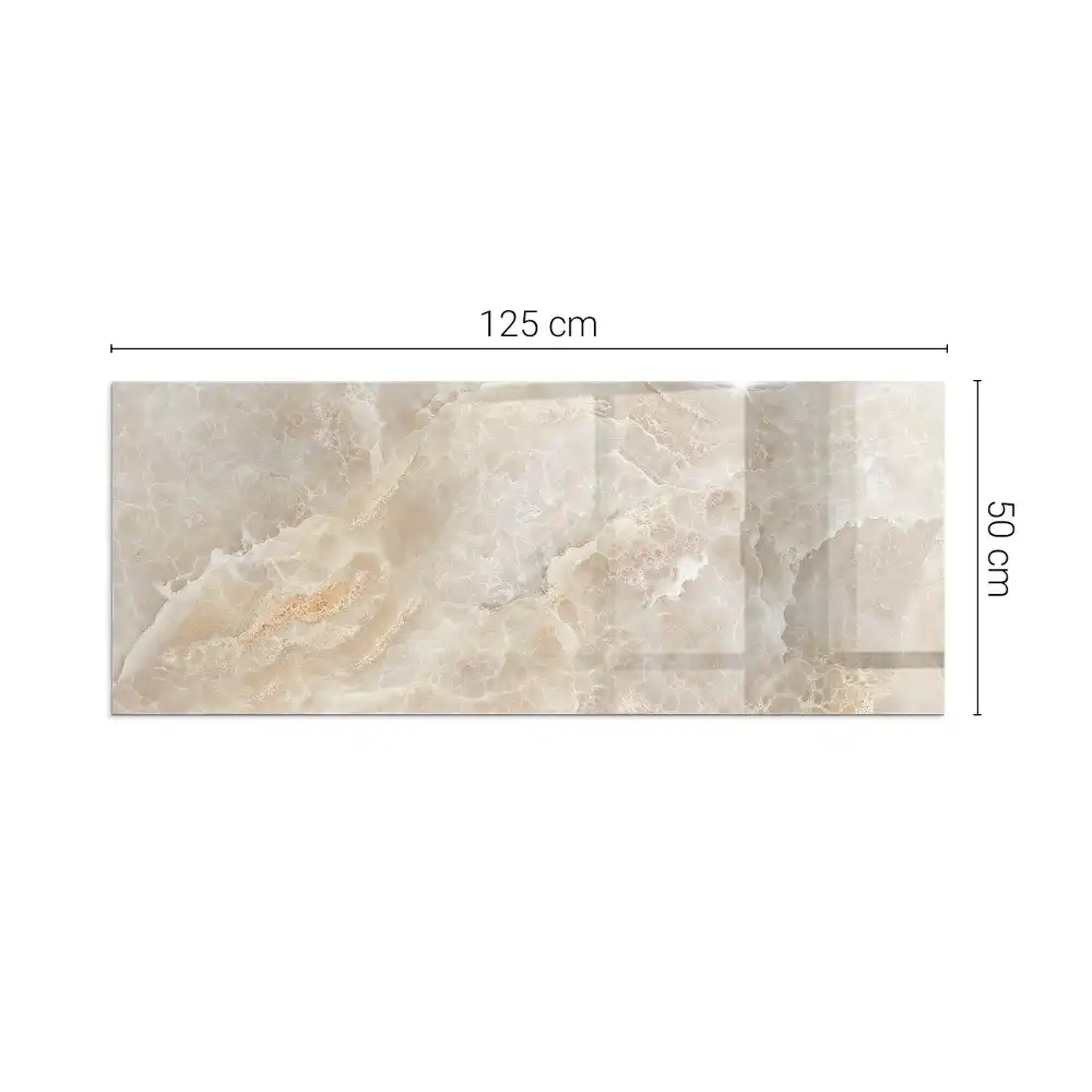 Plaque de sol rectangulaire en verre pour cheminée d'angle avec motif pierre naturelle