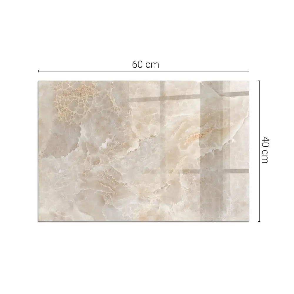 Plaque de sol rectangulaire en verre pour cheminée d'angle avec motif pierre naturelle
