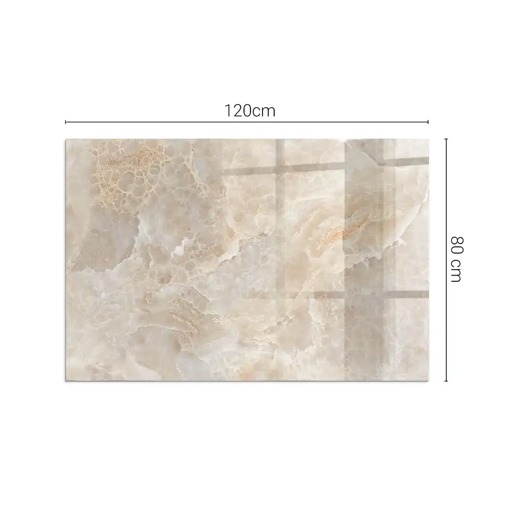 Plaque de sol rectangulaire en verre pour cheminée d'angle avec motif pierre naturelle