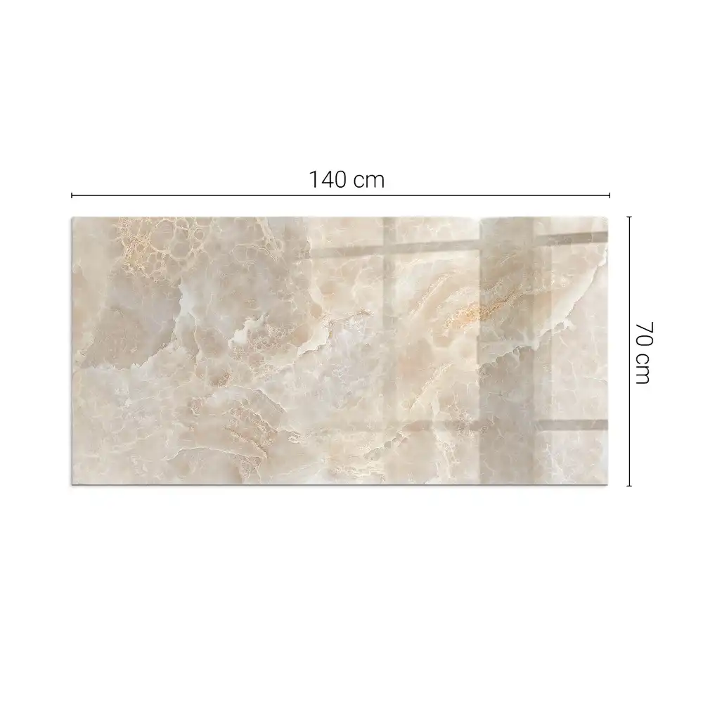 Plaque de sol rectangulaire en verre pour cheminée d'angle avec motif pierre naturelle