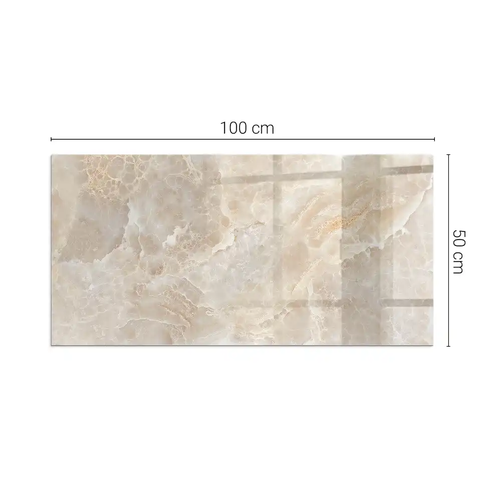 Plaque de sol rectangulaire en verre pour cheminée d'angle avec motif pierre naturelle