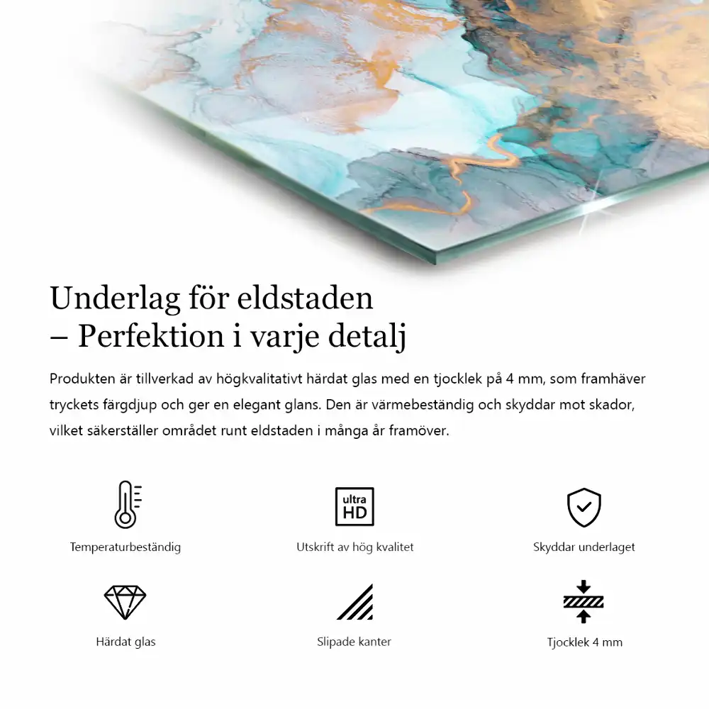 Plaque de sol rectangulaire en verre pour cheminée d'angle avec motif aspect planches de bois