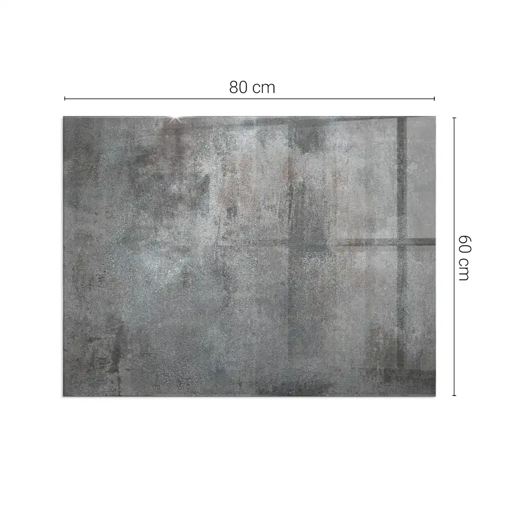 Plaque de sol rectangulaire en verre pour cheminée d'angle aspect brut
