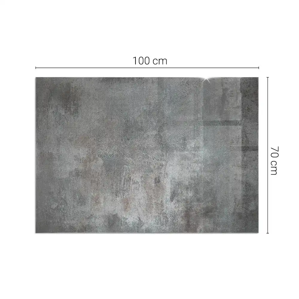 Plaque de sol rectangulaire en verre pour cheminée d'angle aspect brut