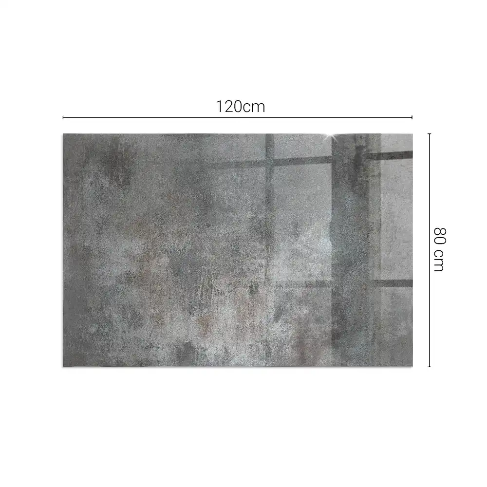 Plaque de sol rectangulaire en verre pour cheminée d'angle aspect brut