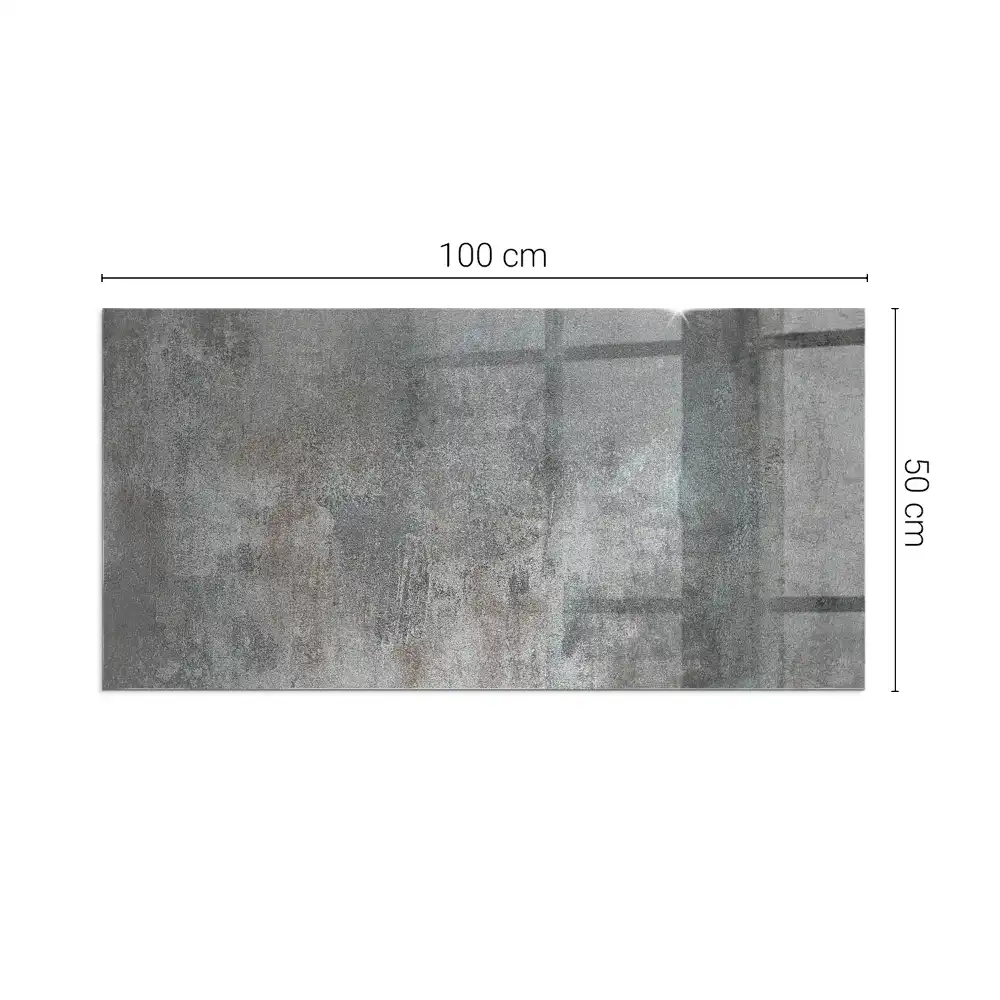 Plaque de sol rectangulaire en verre pour cheminée d'angle aspect brut