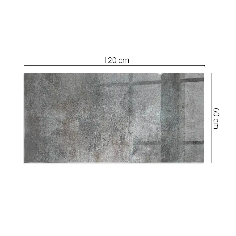 Plaque de sol rectangulaire en verre pour cheminée d'angle aspect brut
