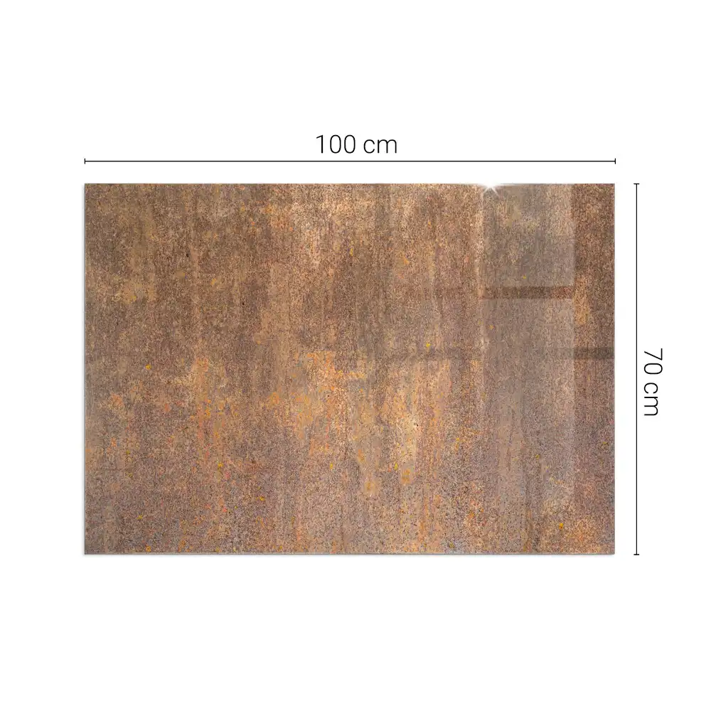 Plaque de sol rectangulaire pour poêle à bois en métal aspect rouillé