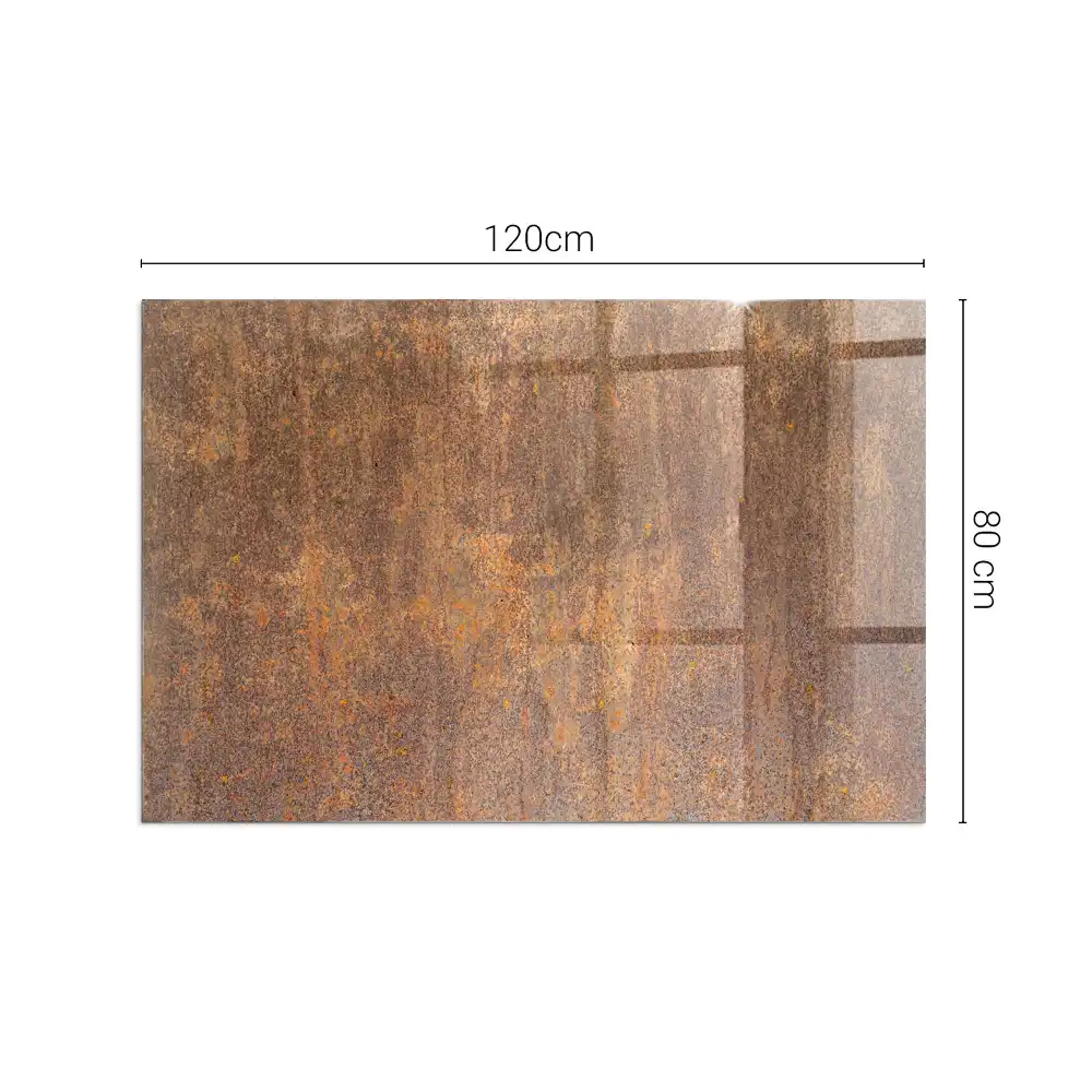 Plaque de sol rectangulaire pour poêle à bois en métal aspect rouillé