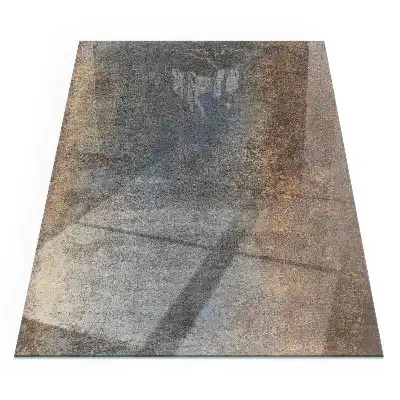Plaque de sol rectangulaire en verre trempé pour cheminée motif texturé abstrait