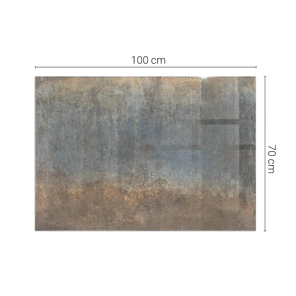 Plaque de sol rectangulaire en verre trempé pour cheminée motif texturé abstrait