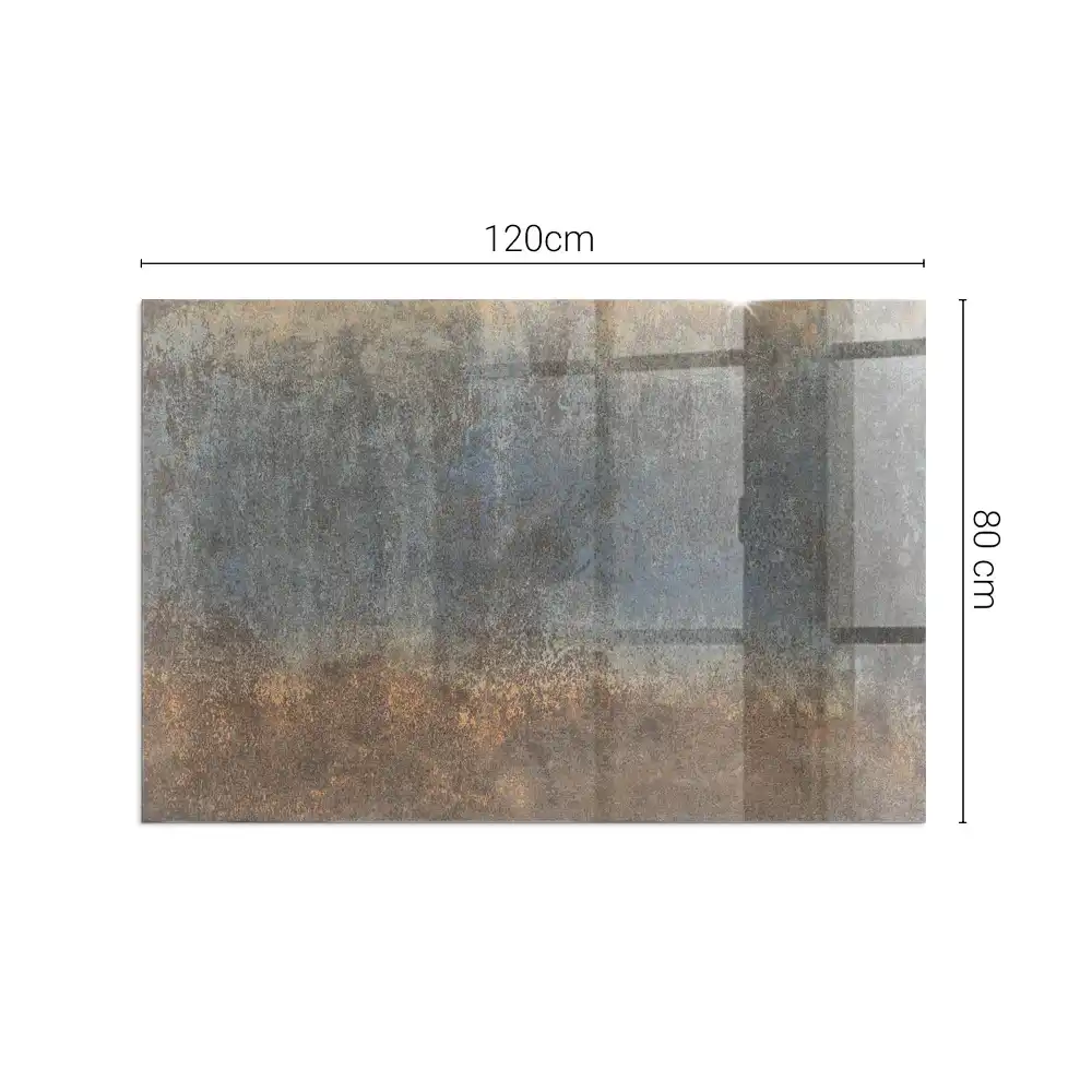Plaque de sol rectangulaire en verre trempé pour cheminée motif texturé abstrait