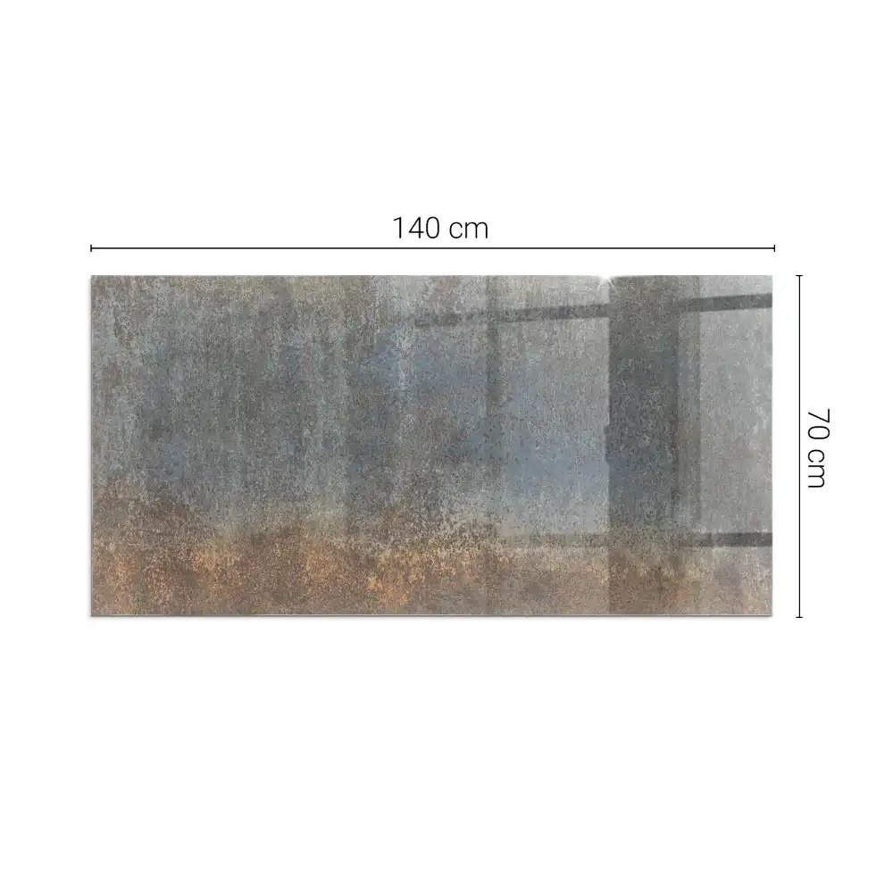 Plaque de sol rectangulaire en verre trempé pour cheminée motif texturé abstrait