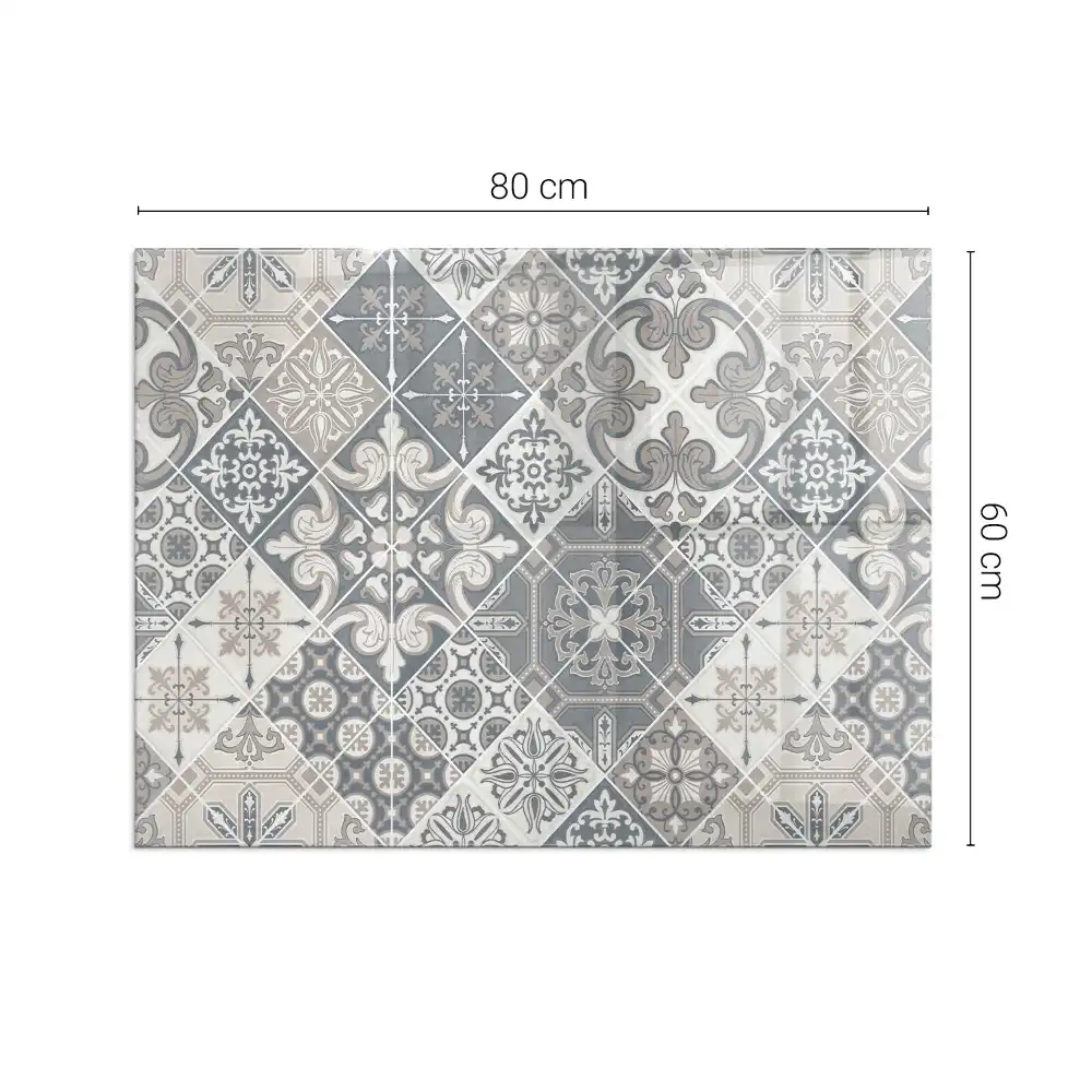 Plaque de sol rectangulaire pour poêle à bois avec motif mosaïque décoratif