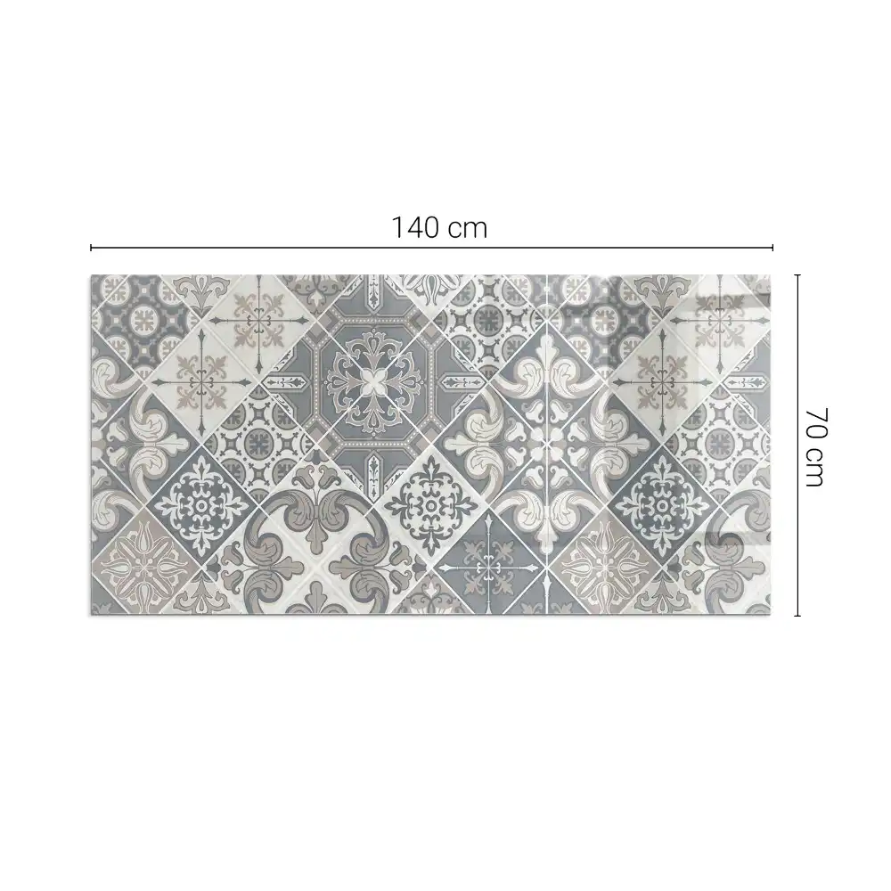 Plaque de sol rectangulaire pour poêle à bois avec motif mosaïque décoratif