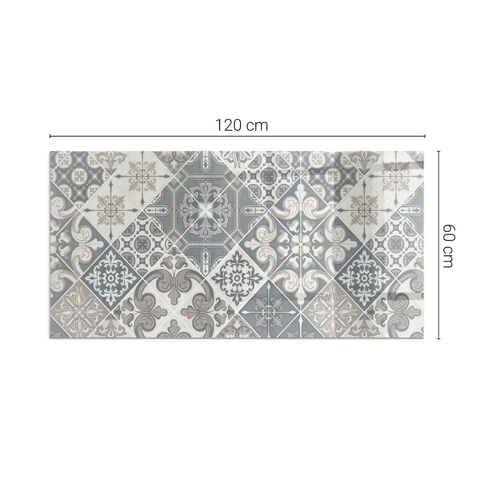 Plaque de sol rectangulaire pour poêle à bois avec motif mosaïque décoratif