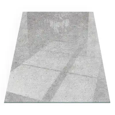 Plaque de sol rectangulaire pour cheminée d'angle en verre avec motif béton brut