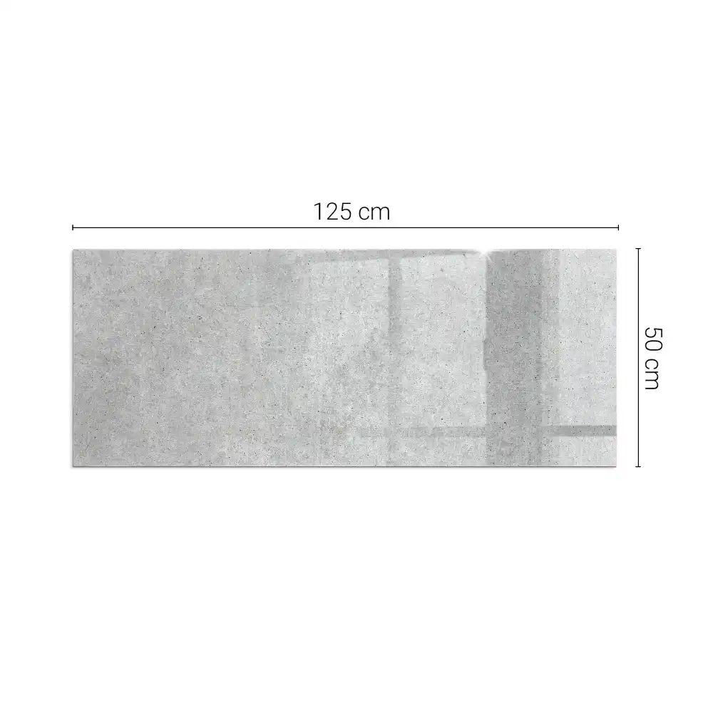 Plaque de sol rectangulaire pour cheminée d'angle en verre avec motif béton brut